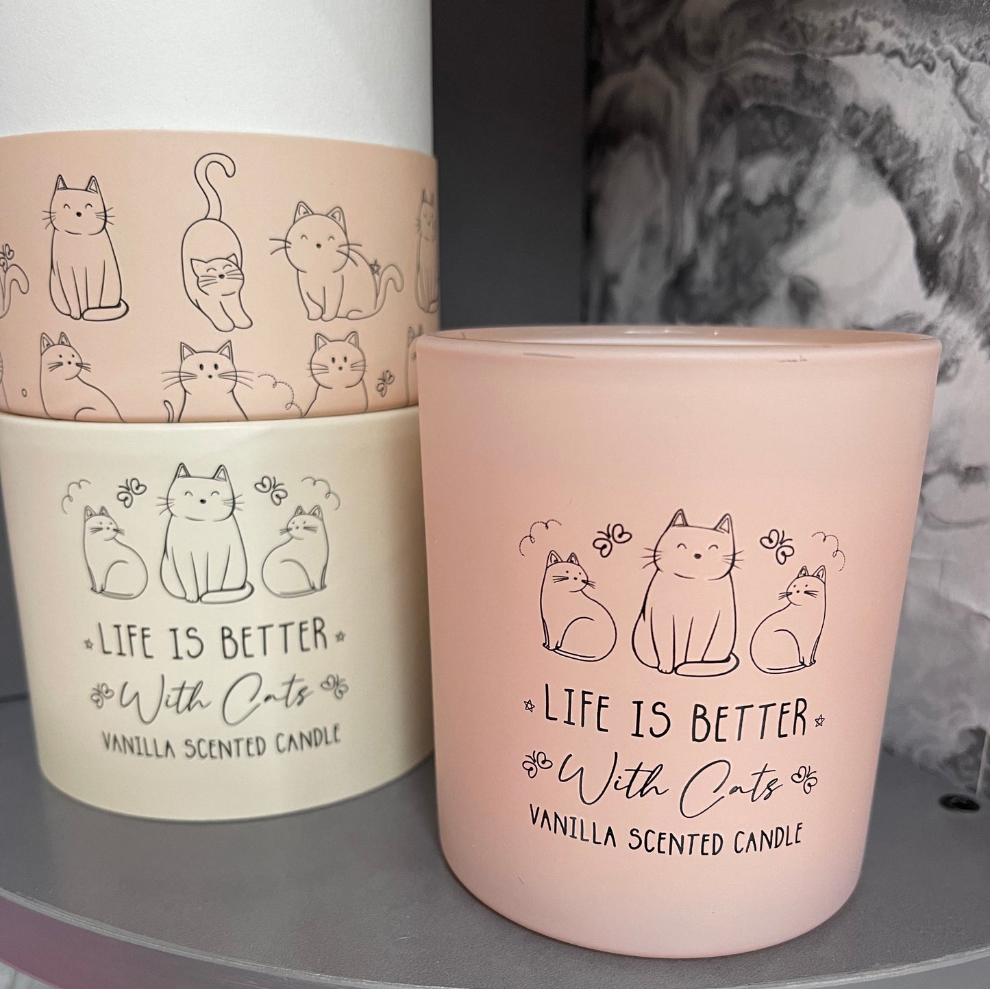 Life Is Better With Cats Vanilla Scented Candle – Cat Lover Gift