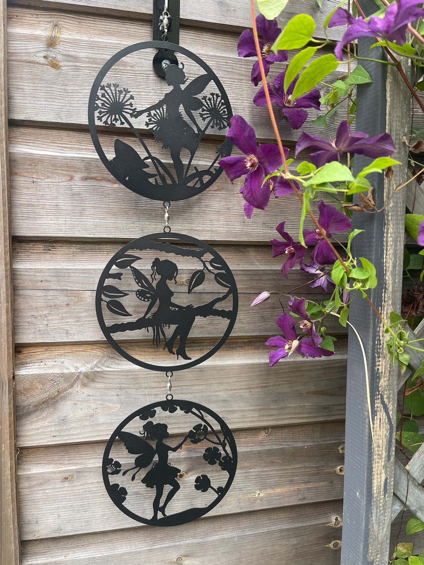 70cm Fairy Design Silhouette Trio Orbit Wind Spinning Hanging Garden Decoration