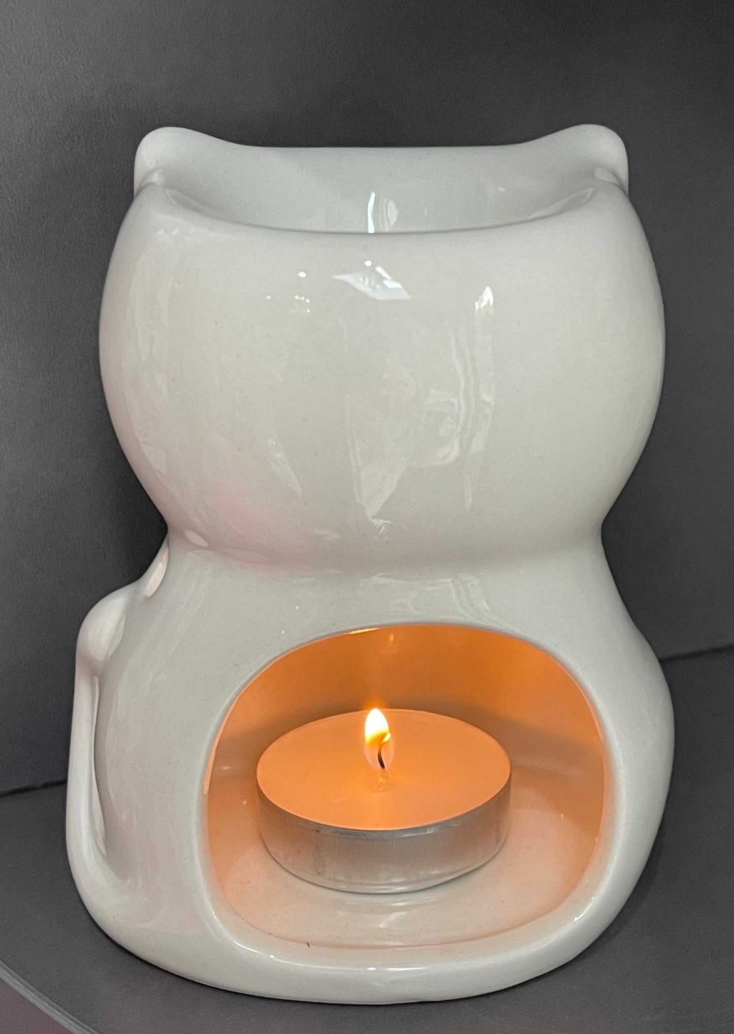 White Ceramic Cat Oil Burner – Home Fragrance & Decor Gift