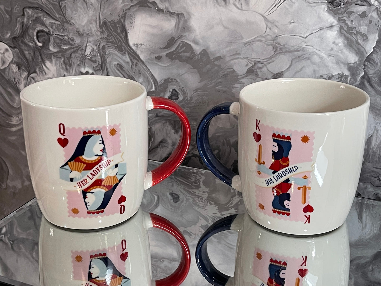 Ladyship & Lordship Couples Ceramic Mug Set Wedding Pottery 9th Anniversary Gift