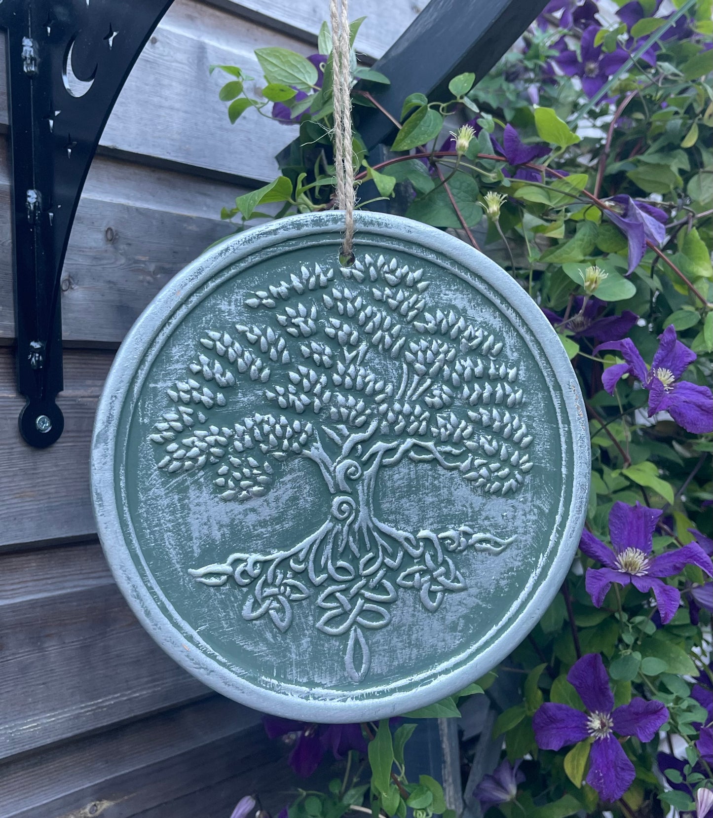 Tree of Life Ceramic Terracotta Hanging Wall Plaque Bronze or Silver