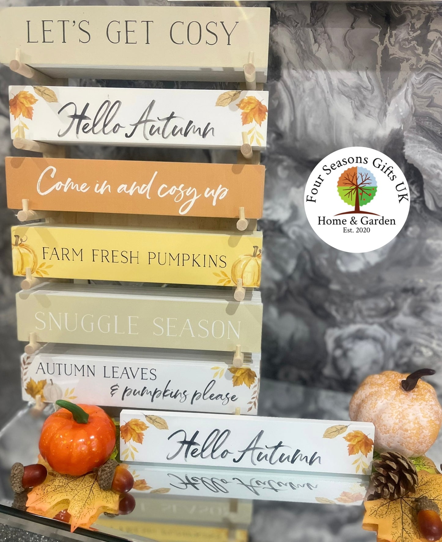 Autumn Wooden Decorative Word Block Signs, Shelf Desktop Mantlepiece Display Home Decor , Cosy Season Rustic Fall Ornaments Gifts 6 Styles