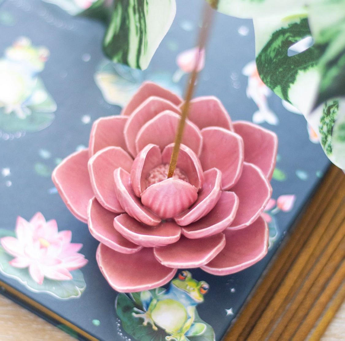Pink Water Lily Incense Stick Holder Home Fragrance Spring Mothers Day Gifts