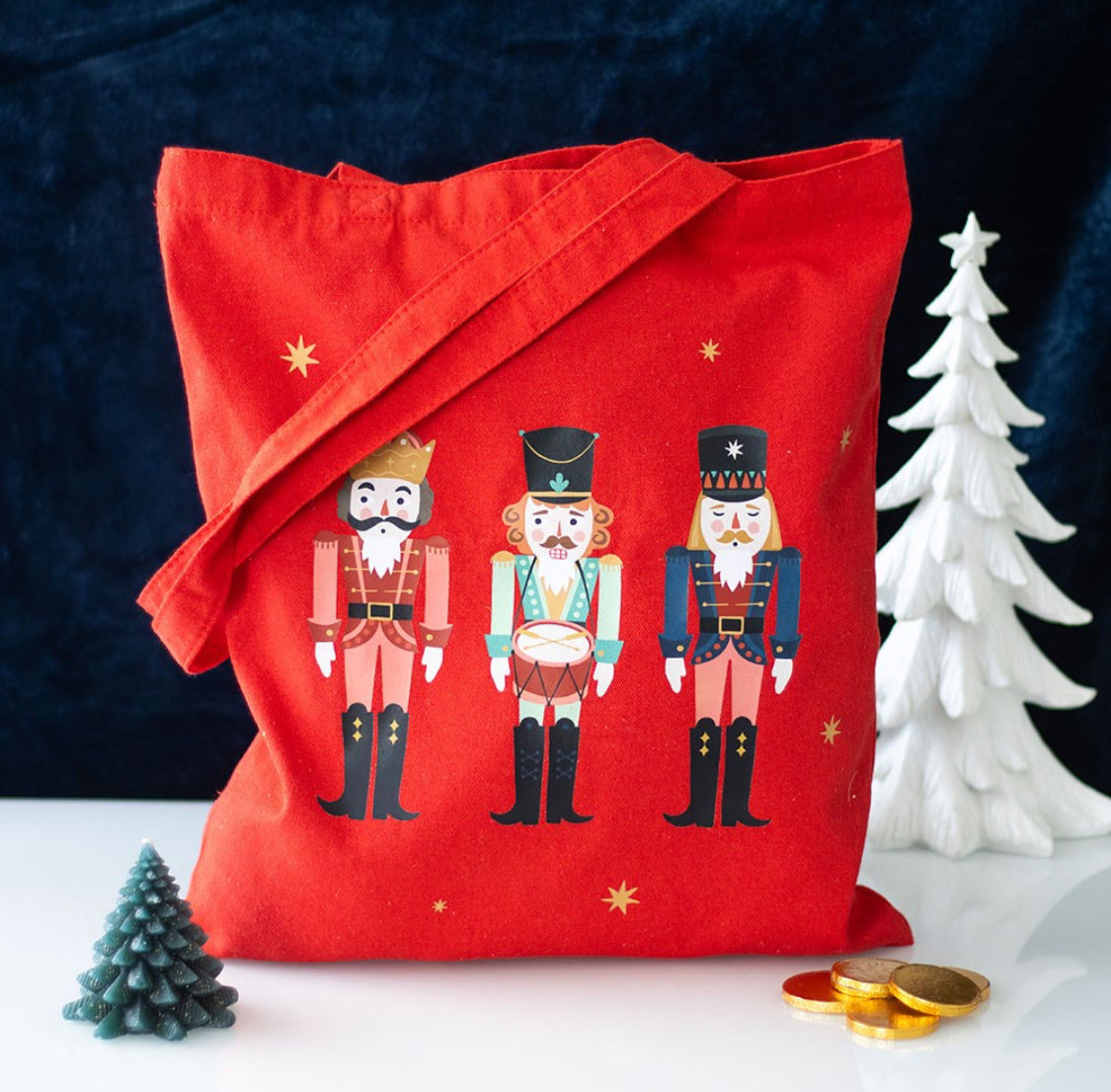 Christmas Nutcracker Soldiers Festive Polycotton Canvas Tote Shopping Storage Bag