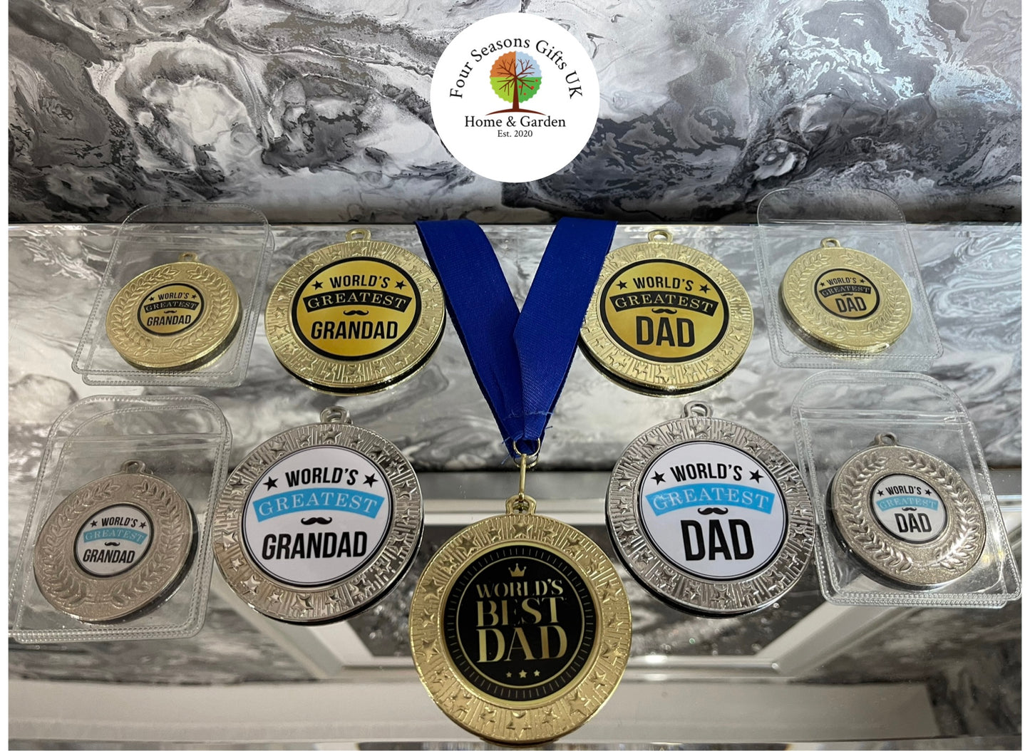 Large 70mm Heavyweight Star Medals - Worlds Best Dad Grandad Awards Birthday Father’s Day Thank you Novelty Gifts Special Keepsakes