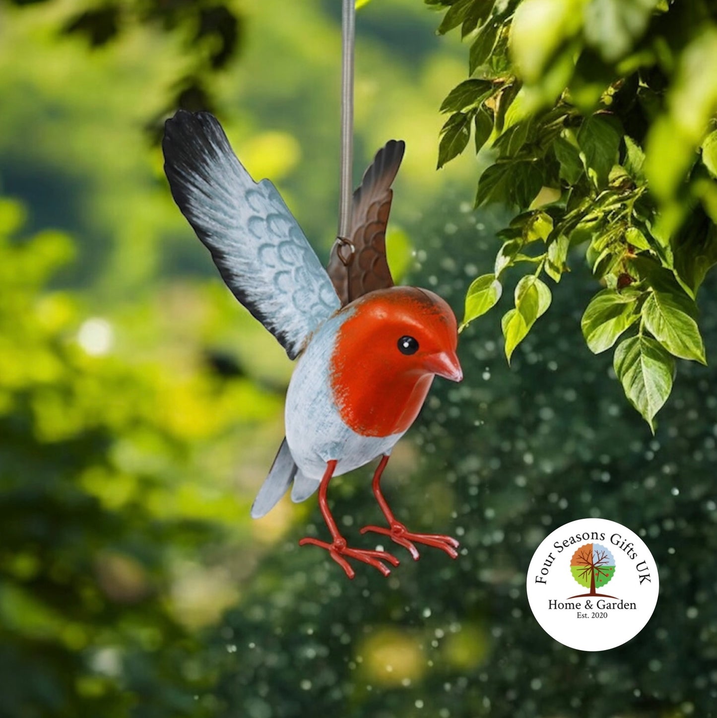 Robin Metal Bird Hanging Garden Ornament Decoration British Birds Gifts For Dad