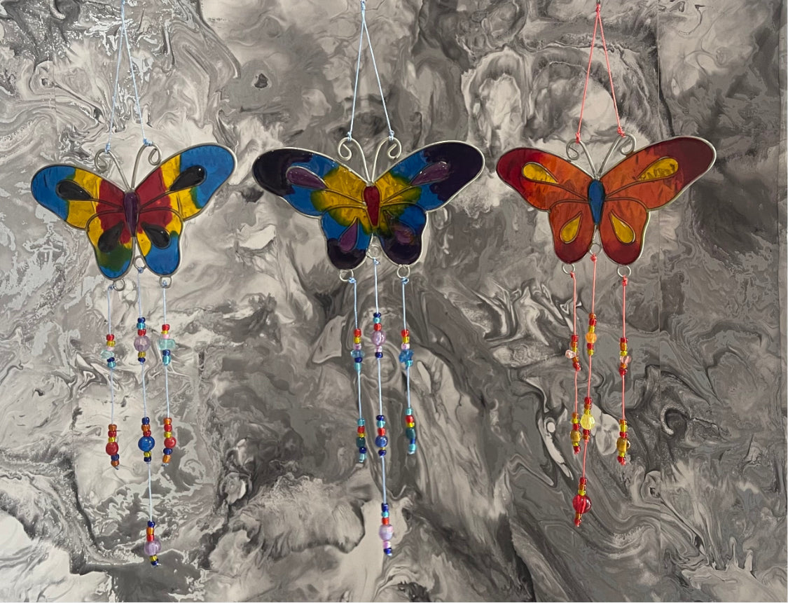 Beaded Butterfly Suncatcher Wind Spinner Light Catcher Window or Garden Hanging decoration