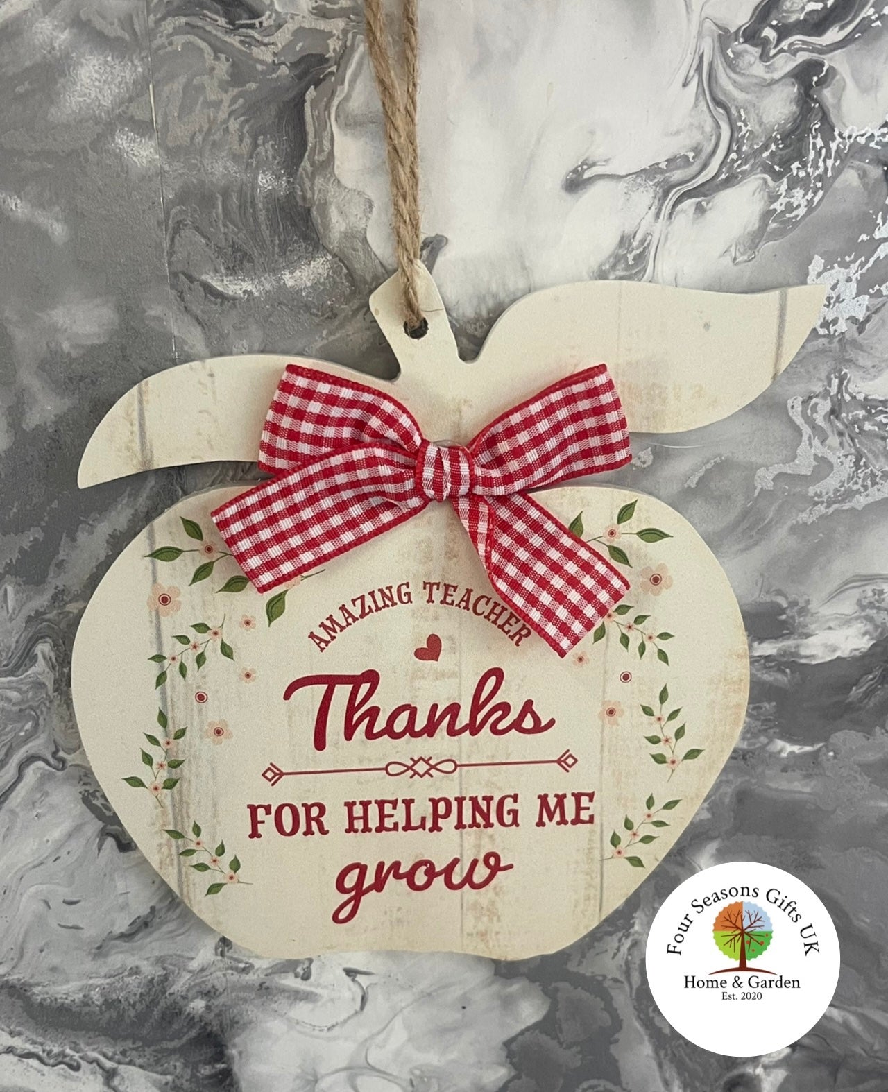 Special Teacher Appreciation Thank You Gift Wooden Apple Shaped Hanging Decorative Sign