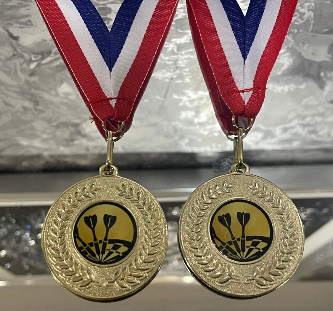 50mm Gold Darts Medals Clubs, Competition Awards Single Medals & Multi Packs