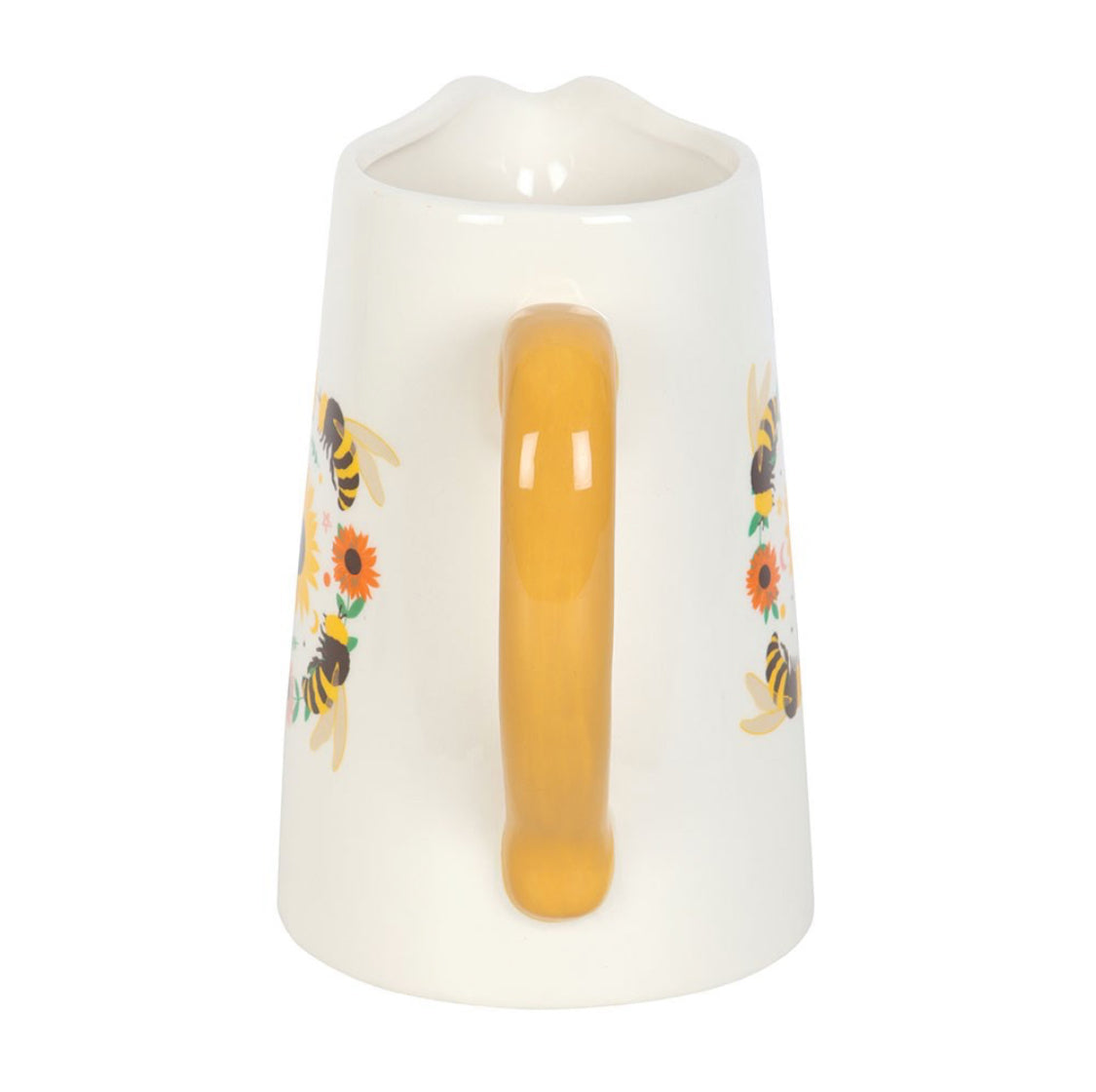 Summer Solstice Sunflower & Bee Print Ceramic Flower Jug Sunshine Yellow Kitchen Decor Gifts