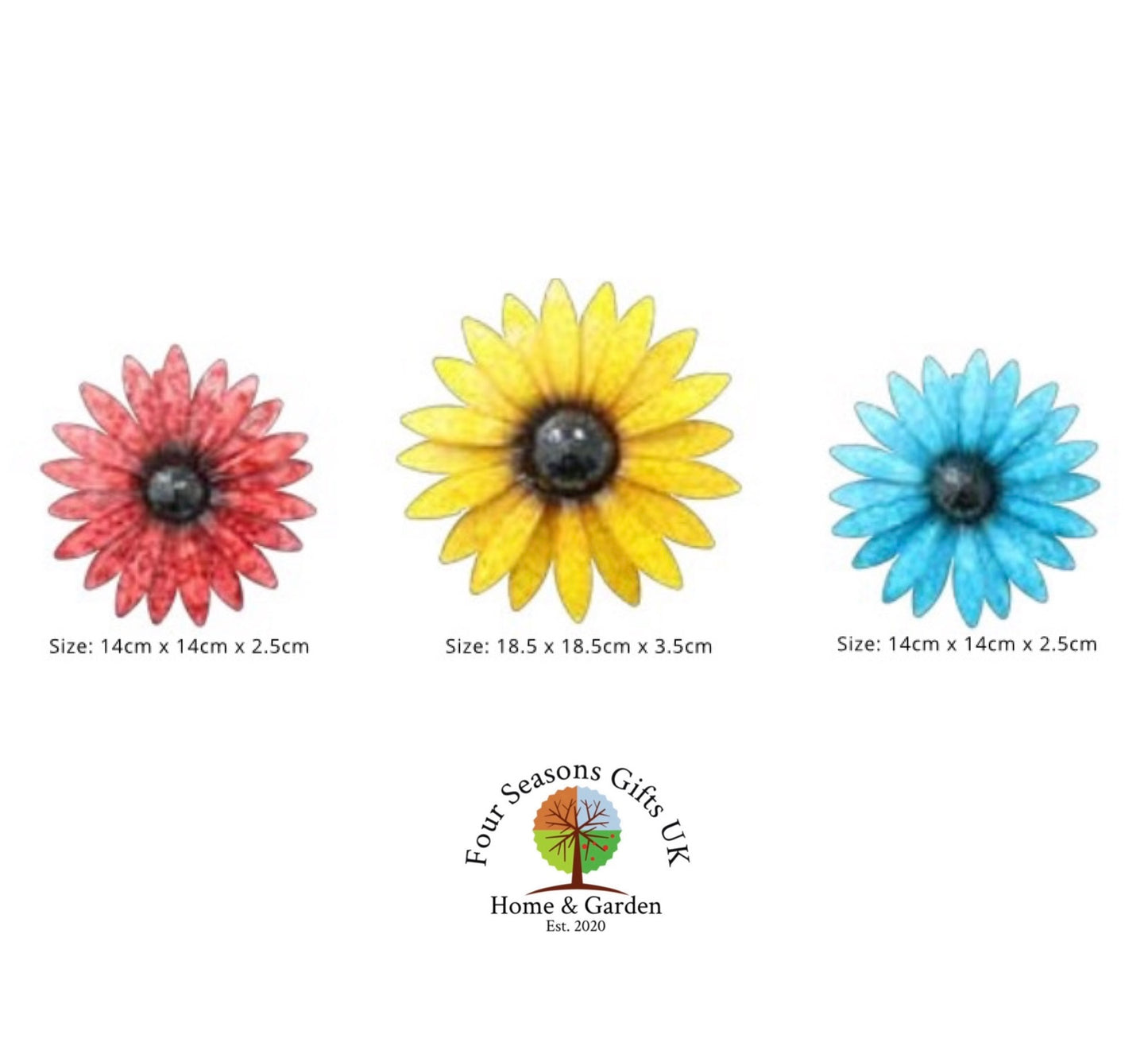 Glossy Daisy Garden Wall Art Set Of 3 Metal Wall Flowers Decor Mothers Day Gifts