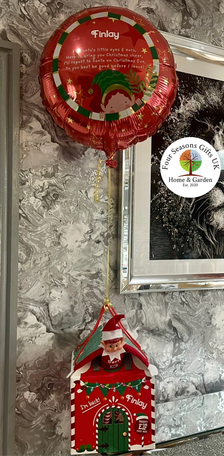 Personalised Elf Arrival House Gift Box Set Including Personalised Special Delivery Helium Balloon - Local Collection Only From Coventry.