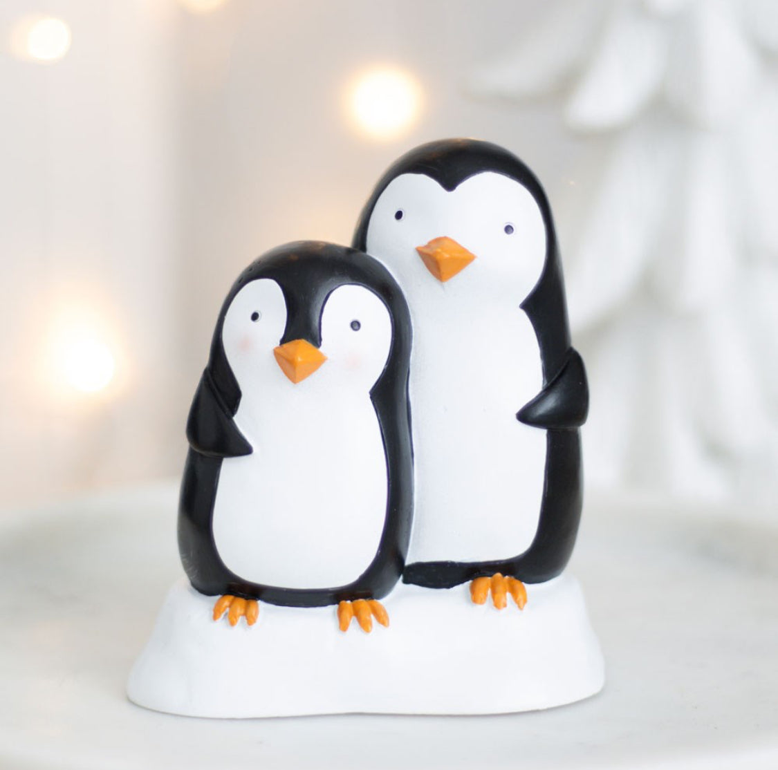 Cute Festive Penguin Couple Resin Christmas Ornament Decoration, Couples Gifts, Snuggle Season.