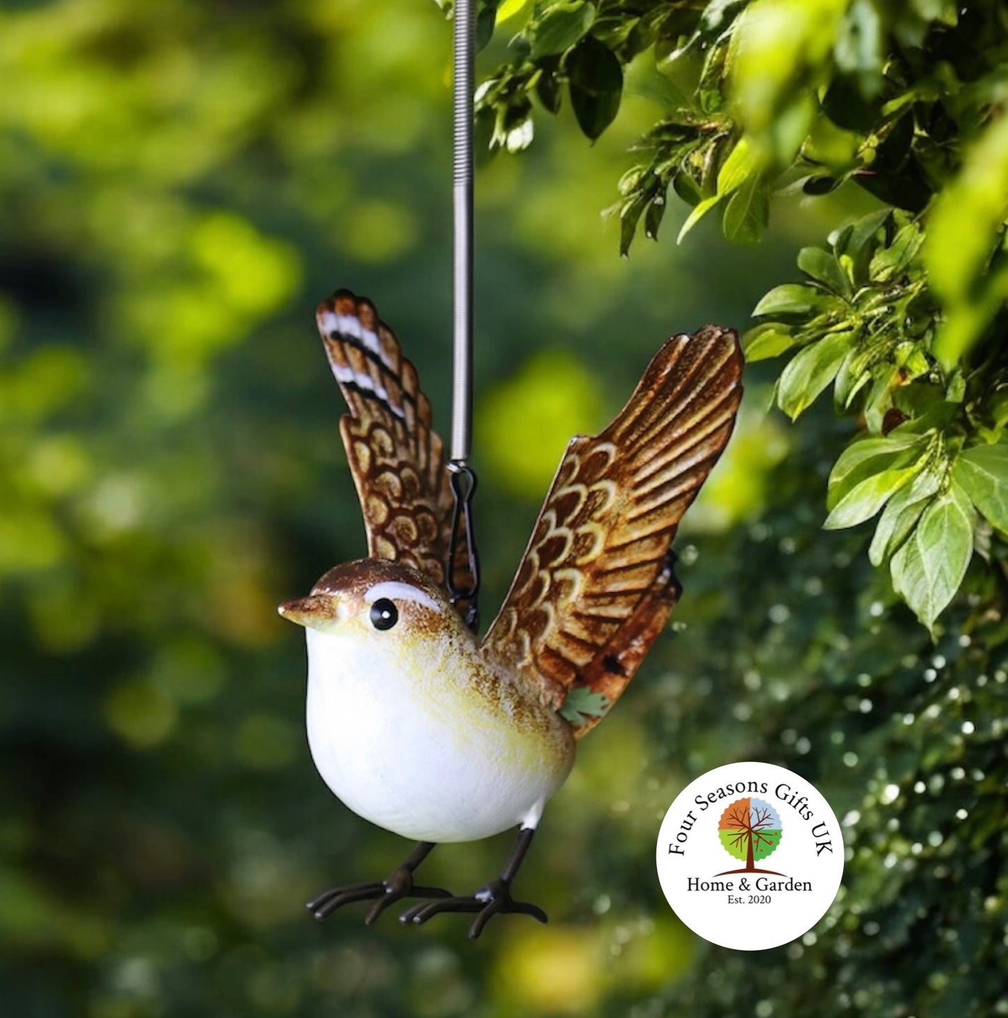 Wren Metal Bird Hanging Garden Ornament Decoration British Birds Gifts For Dad