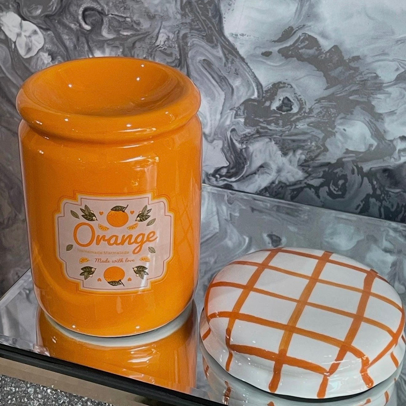 Orange Marmalade Jam Jar Oil Burner Wax Melt Warmer Ornament Summer Garden Gifts