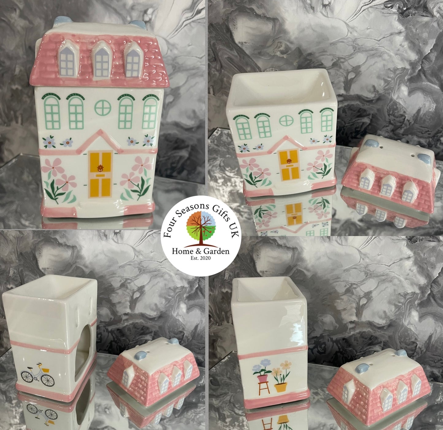 Pastel House Oil Burner Wax Warmer Country Kitchen Cottage Garden Decor Gifts