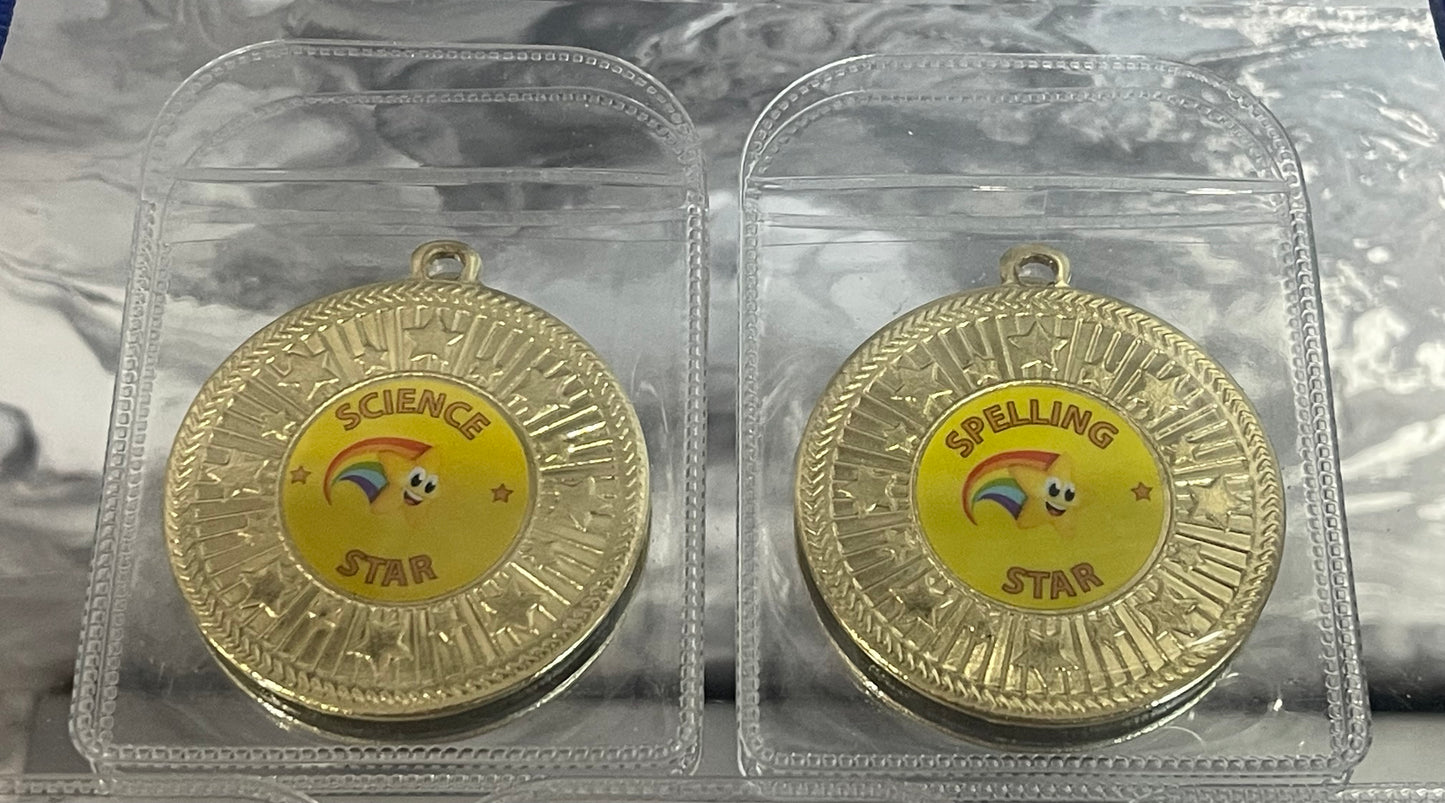 Children’s Star Medals Well Done Award Teaching Resources Reward Achievement Spelling Maths Reading Science Star of the Week Keepsake Gifts