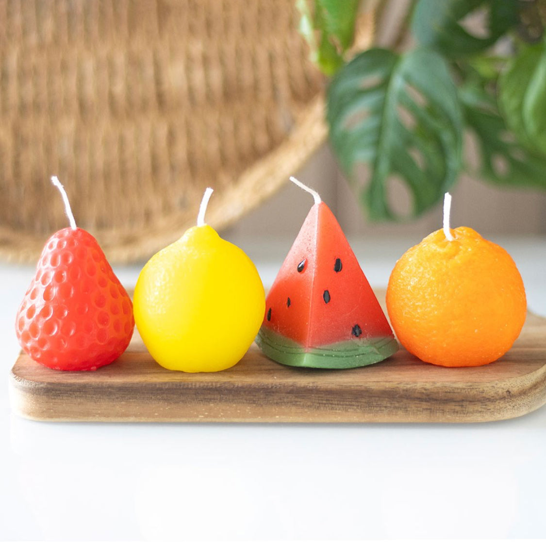 Set Of 4 Fruit Shape Unscented Decorative Candles Home Fragrance Gifts