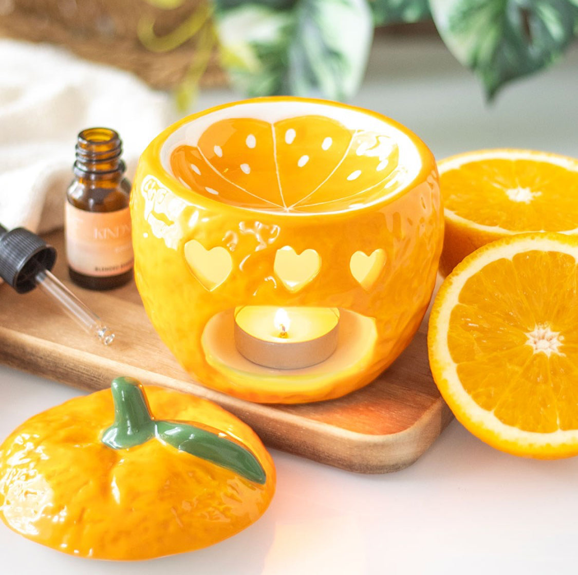 Orange Oil Burner Wax Melt Warmer Juicy Fruit Ornament Summer Decor Garden Gifts
