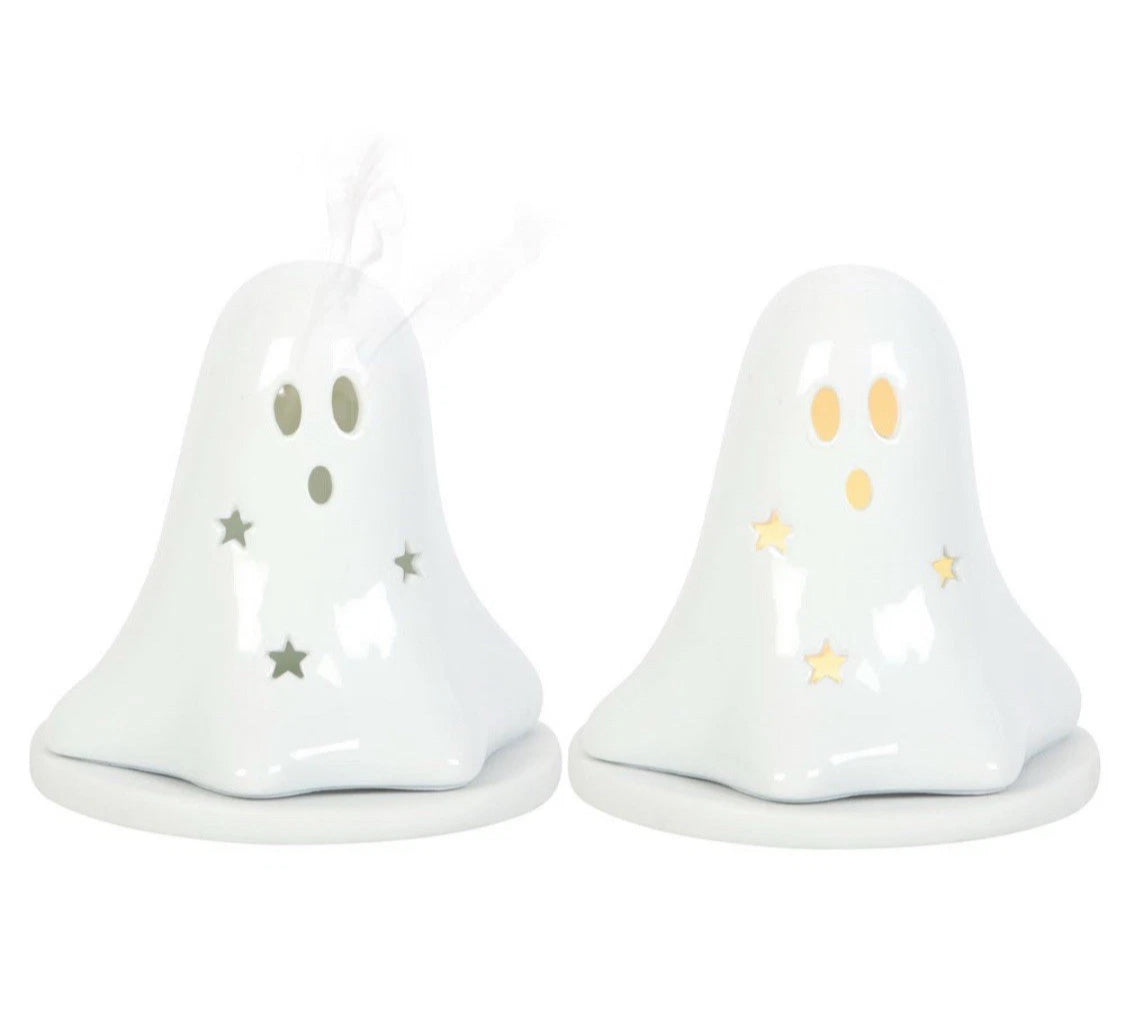 Ghost Tealight Candle Holder Incense Cone Burner Halloween Decor Ornament Gifts