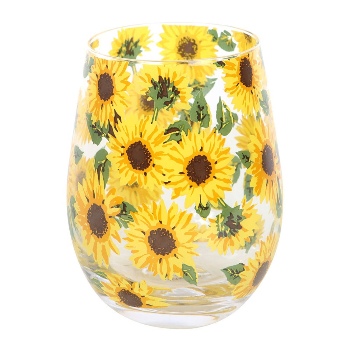 Floral Sunflower Summer Design Stemless Wine Glass Gift