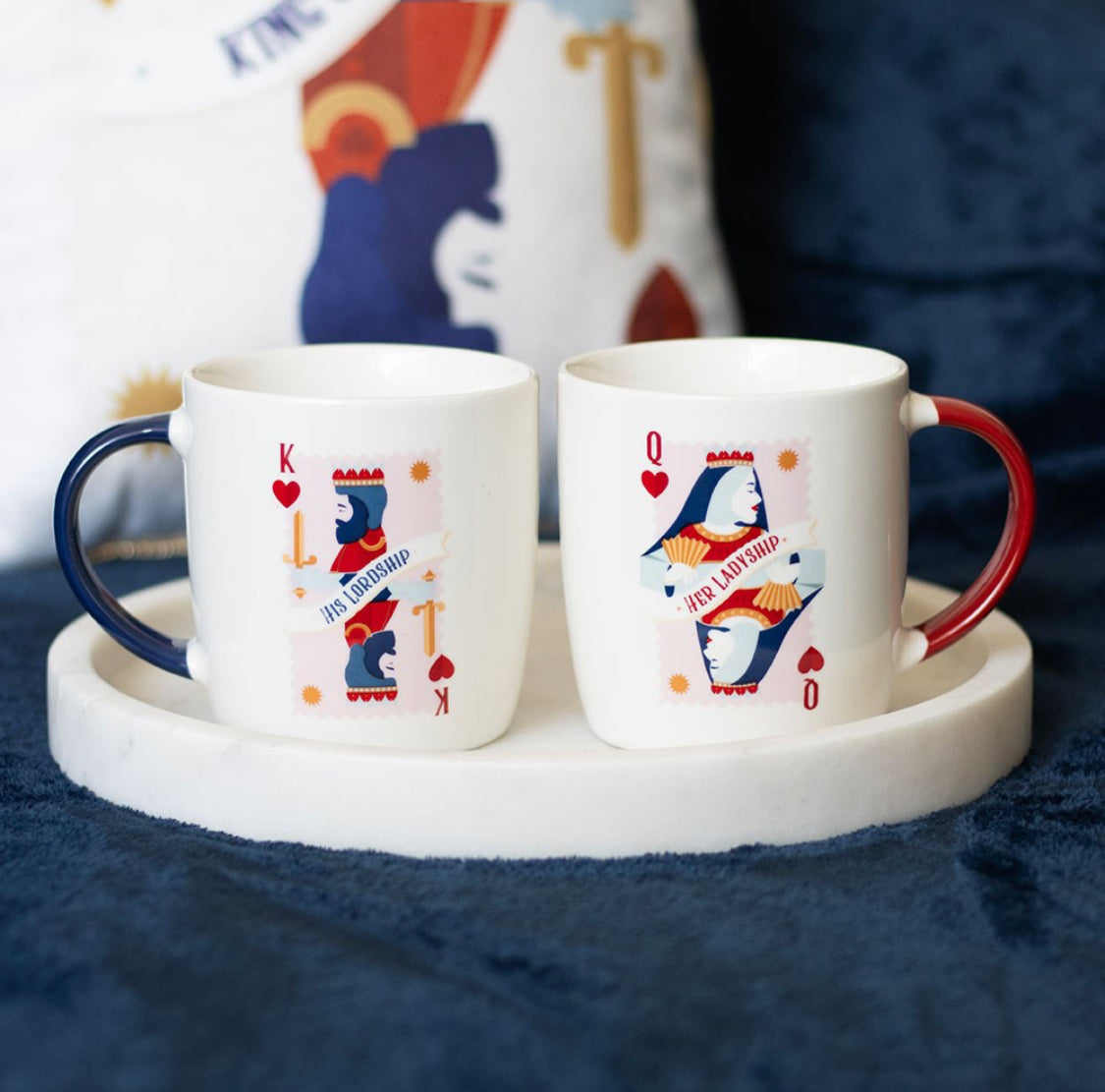 Her Ladyship His Lordship Queen King Of Hearts Coffee Mugs Couples Wedding Gifts