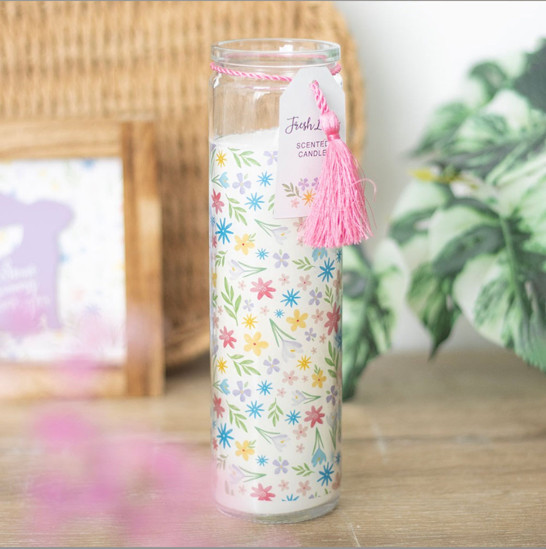 21cm Spring Floral Fresh Linen Scented Tube Candle Home Fragrance Decor Gifts