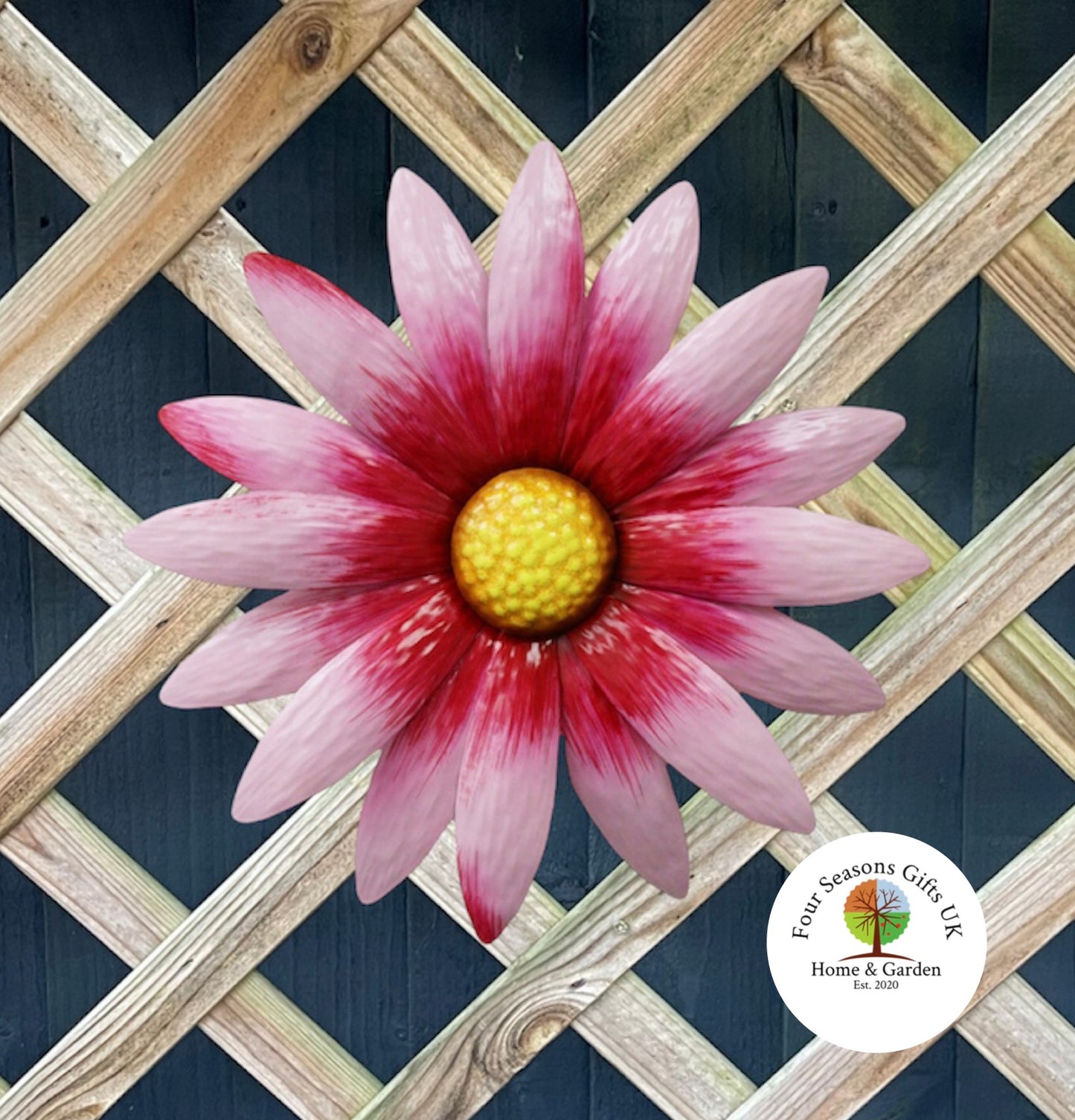 Large 29cm Pink Daisy Garden Wall Art Metal Artificial Flower Ornament Gift