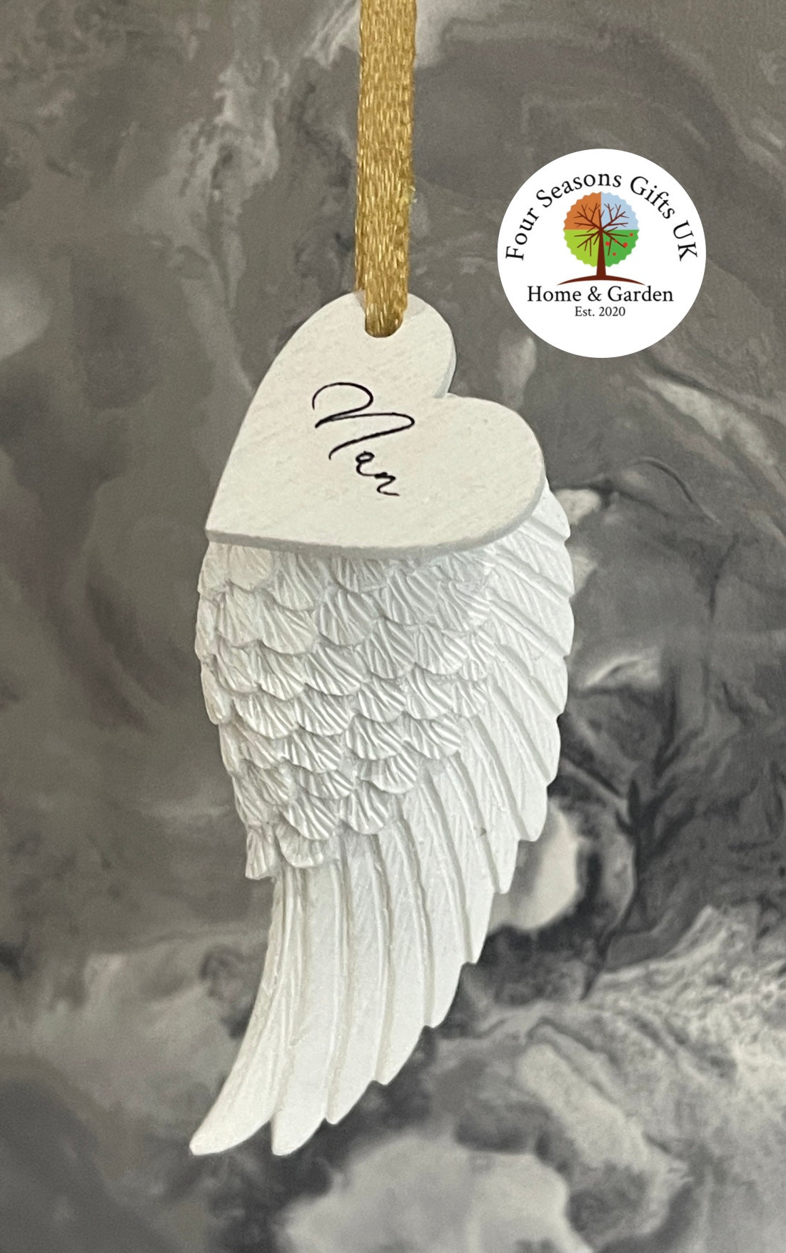 Angel Wing Personalised Christmas Tree Hanging Decoration Ornament, Loss of Loved One Keepsake, Memorial Remembrance In Loving Memory Gifts