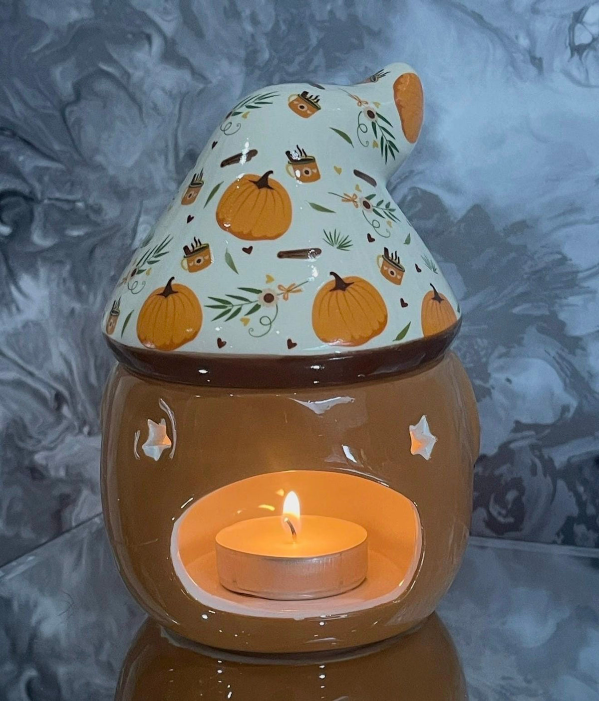 Autumn Gonk Oil Burner – Pumpkin Ceramic Wax Melt Warmer – Cosy Fall Home Decor