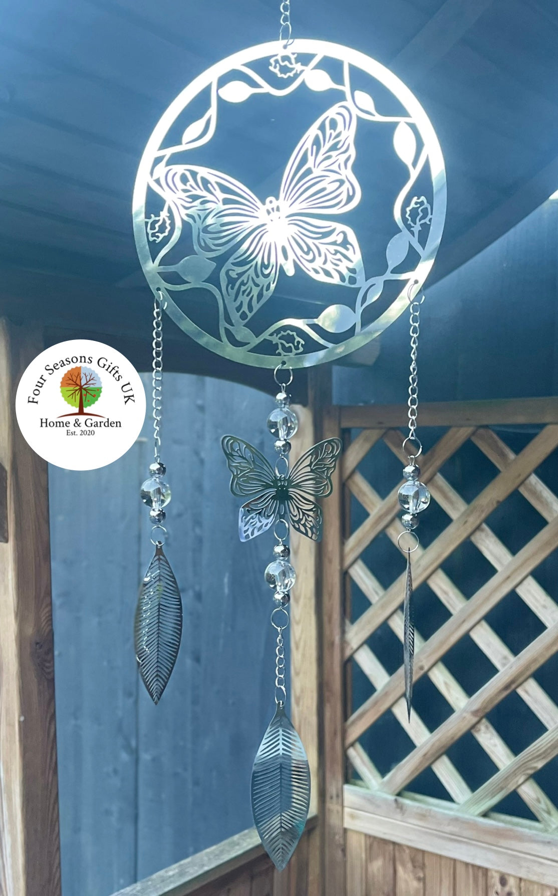 Butterfly Stainless Steel Mirrored Dreamcatcher Wind Spinner Sun-catcher Hanging Garden Decorative Ornament