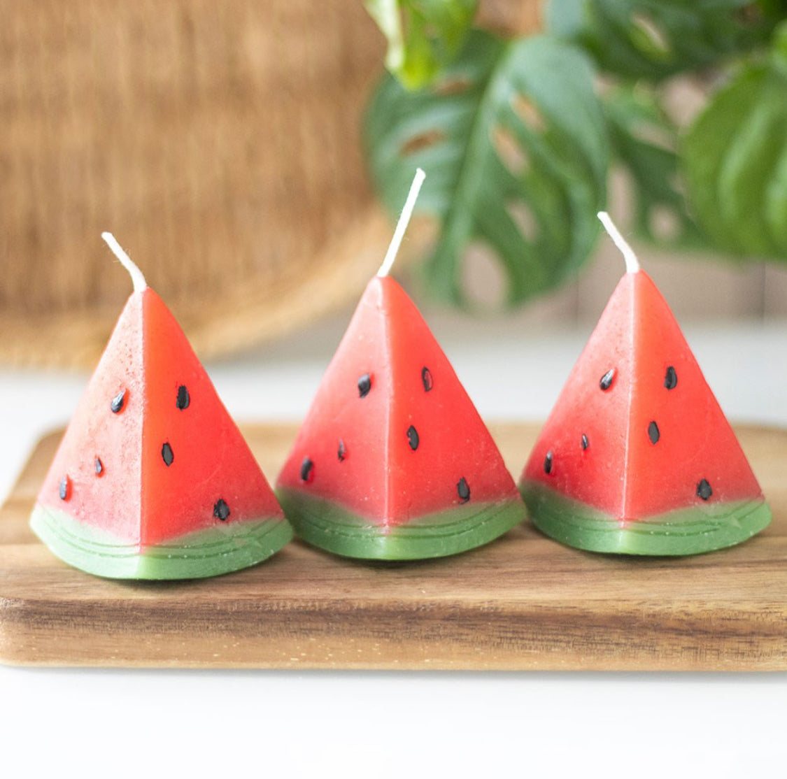 Set Of 3 Watermelon Shape Unscented Candles Home Fragrance Aromatherapy Gifts
