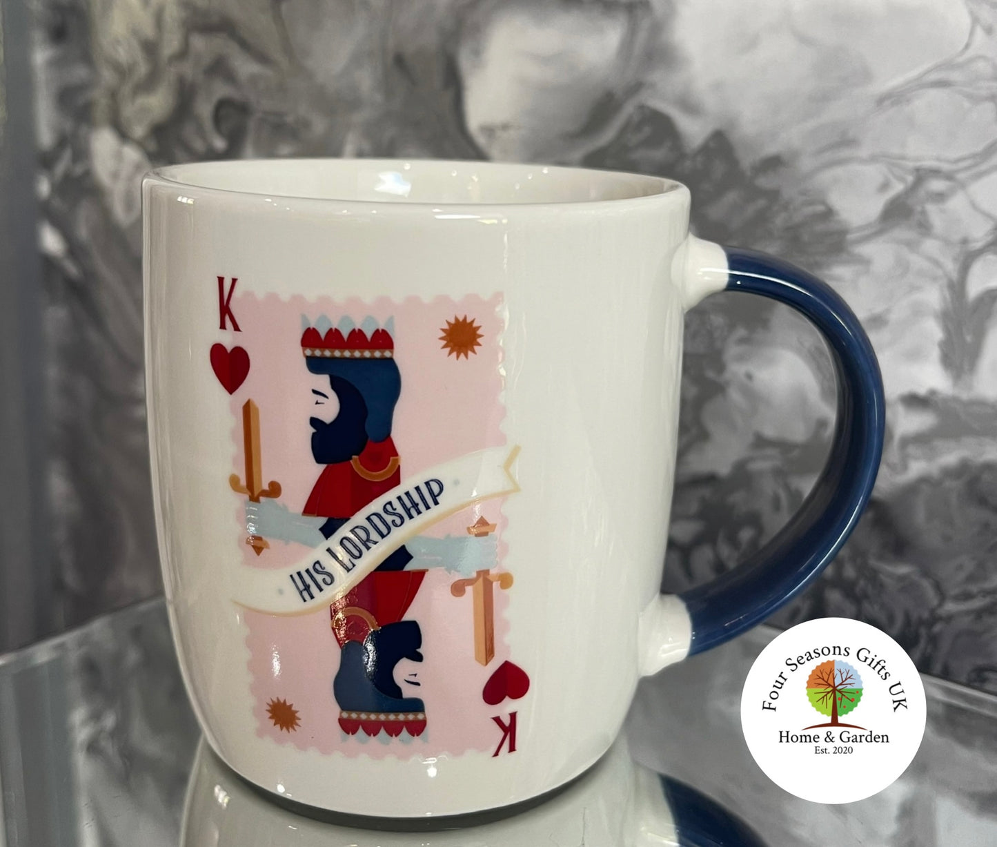 His Lordship King Of Hearts Coffee Mug Cup Playing Card Design Couples Dad Husband Gifts
