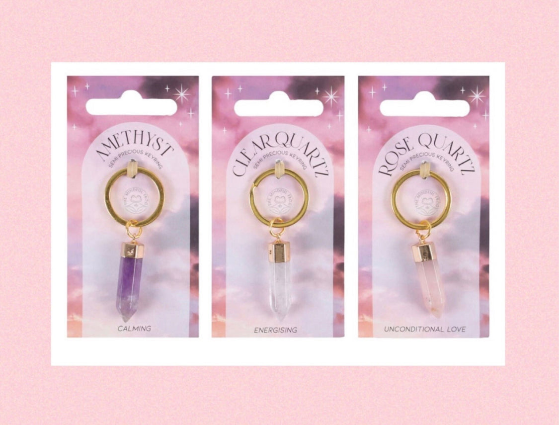 Personalised Semi Precious Crystal Gemstone Enamel Keyring Handbag Charm - Gifts for Someone Special