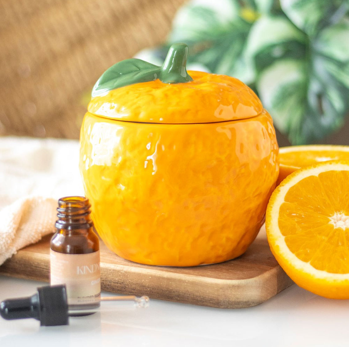 Orange Oil Burner Wax Melt Warmer Juicy Fruit Ornament Summer Decor Garden Gifts