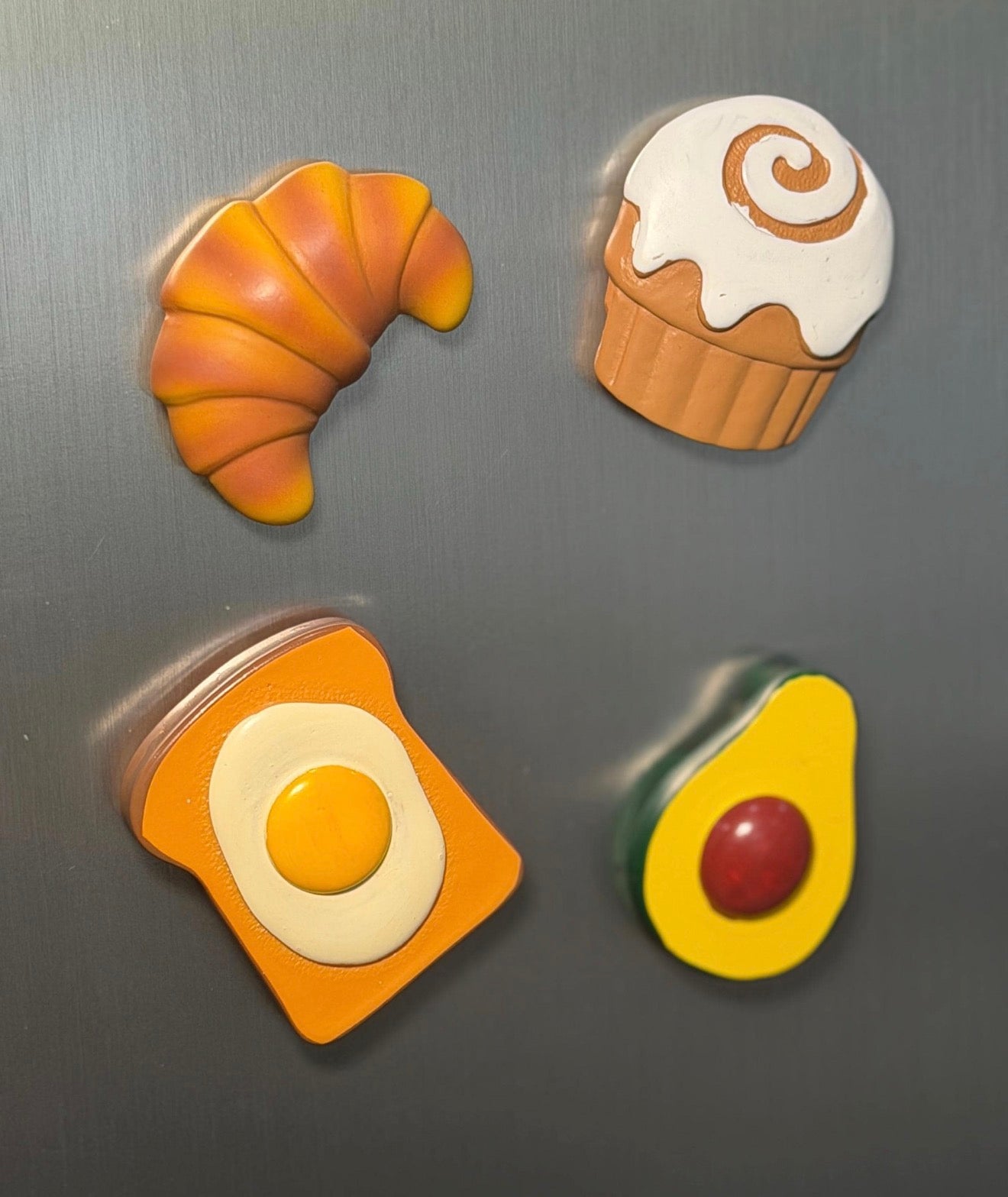 Breakfast Fridge Magnets Set | Cute Food Magnets | Croissant Egg Avocado Toast | Kitchen Decor Gift | Housewarming Gift Idea