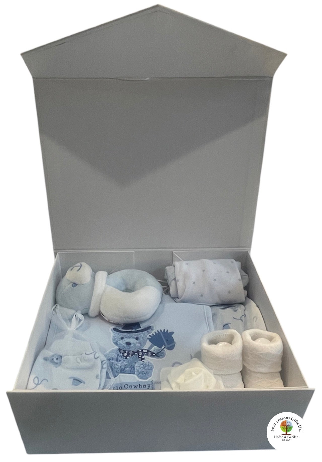 Memory Box 7 Piece Baby Boys Cowboy Bear Gift Set Baby Shower Newborn Gifts