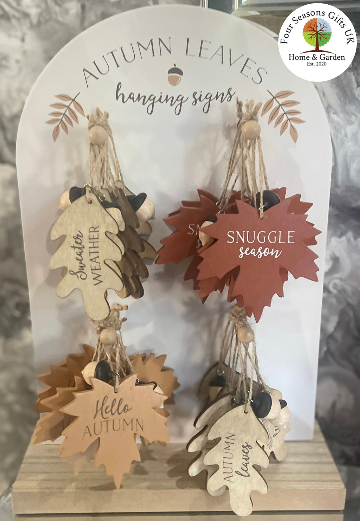 Autumn Leaves Wooden Decorative Hanging Signs, Home Decor , Window Tree Decorations, Cosy Season, Rustic Fall Ornaments Gifts - 4 Styles