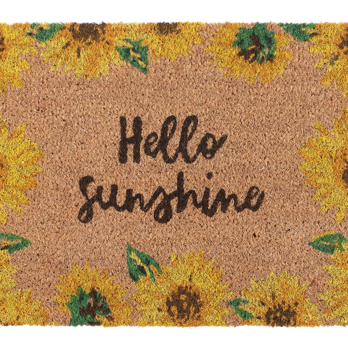 Hello Sunshine Sunflower Floral Natural Coir Non Slip Welcome Entrance Doormat Floor Rug Mat Decor Gifts