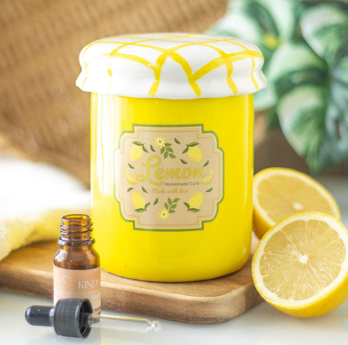 Lemon Curd Jam Jar Oil Burner Wax Melt Warmer Ornament Summer Decor Garden Gifts