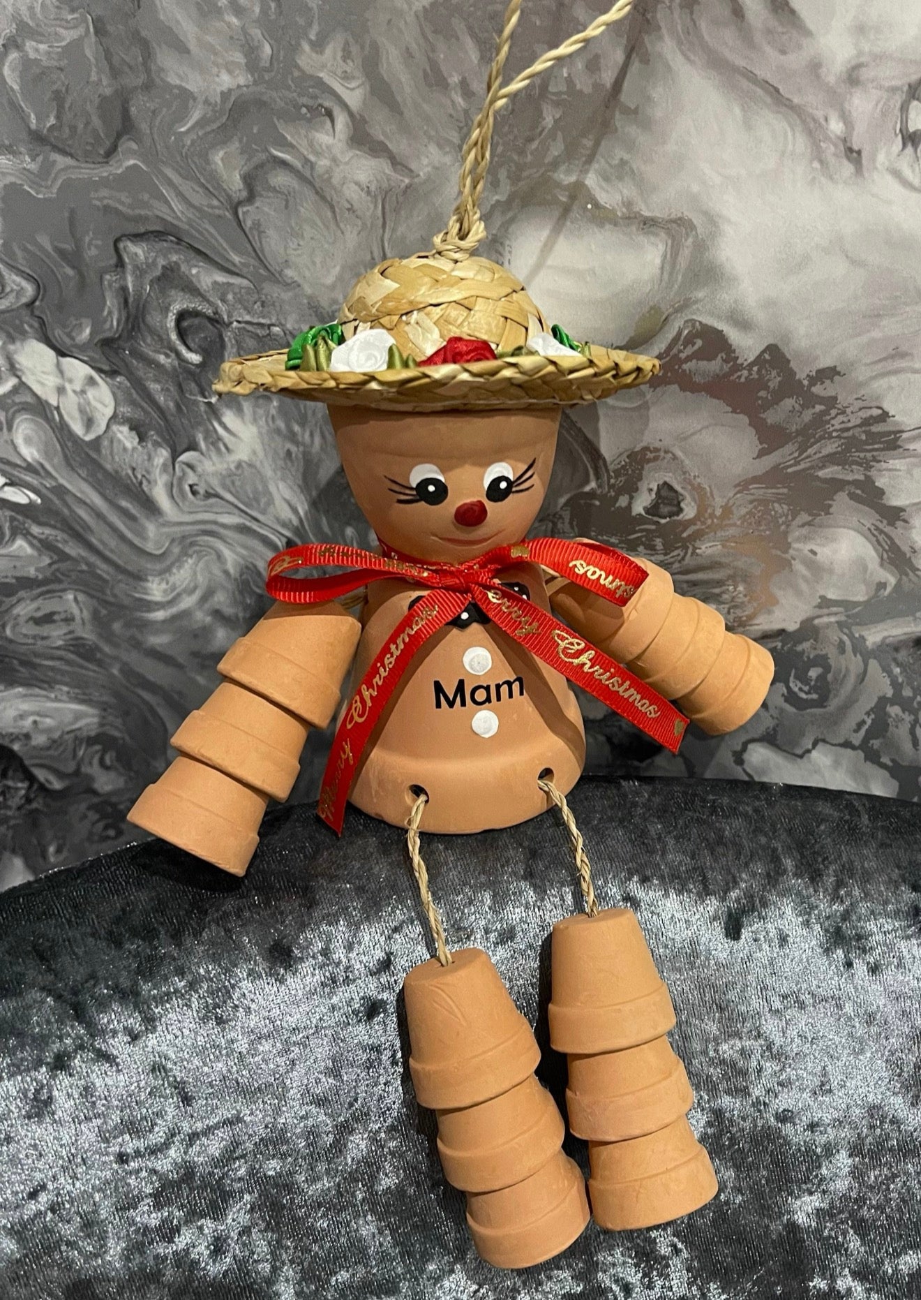 Personalised Terracotta Christmas Flowerpot People - Handmade Garden Ornament