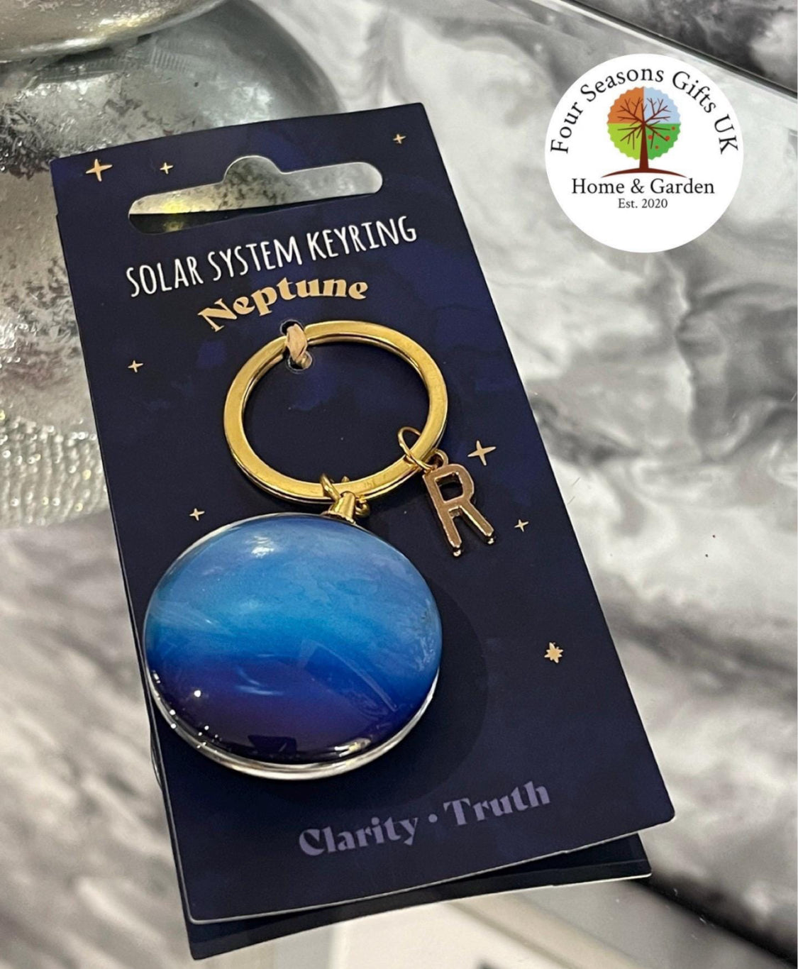 Solar System Space Themed Personalised Blue Pencil Case & Planet Keyring Back To School University College Gift Set Student Good Luck Gifts