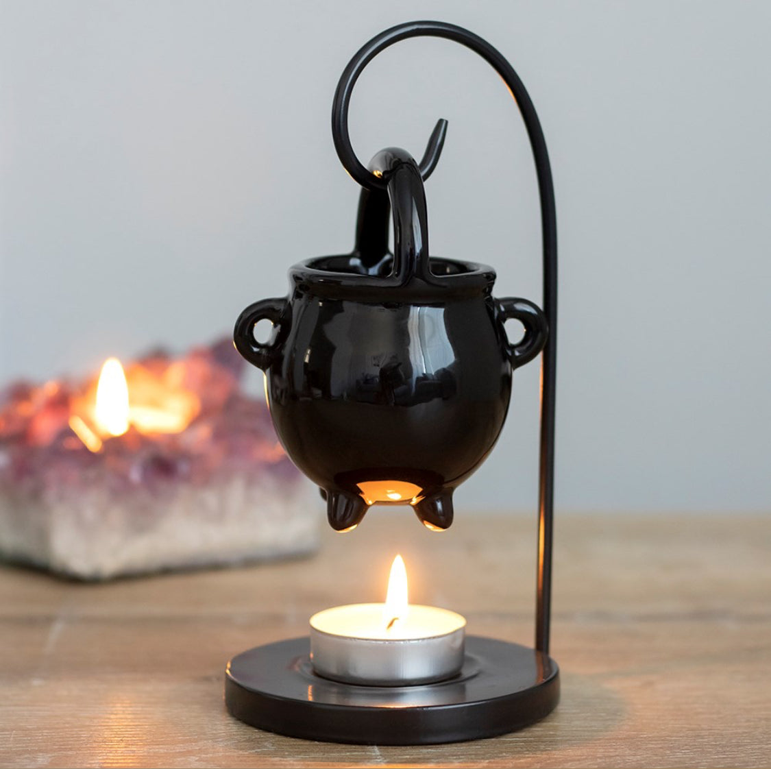 Black Hanging Cauldron Oil Burner Wax Warmer, Halloween Home Decor Ornament, Gothic Witchcraft Gifts