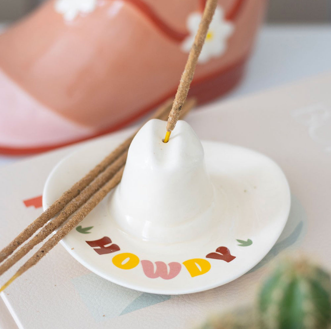 Howdy Cowboy Cowgirl Hat Incense Stick Holder Home Fragrance Country Decor Gifts