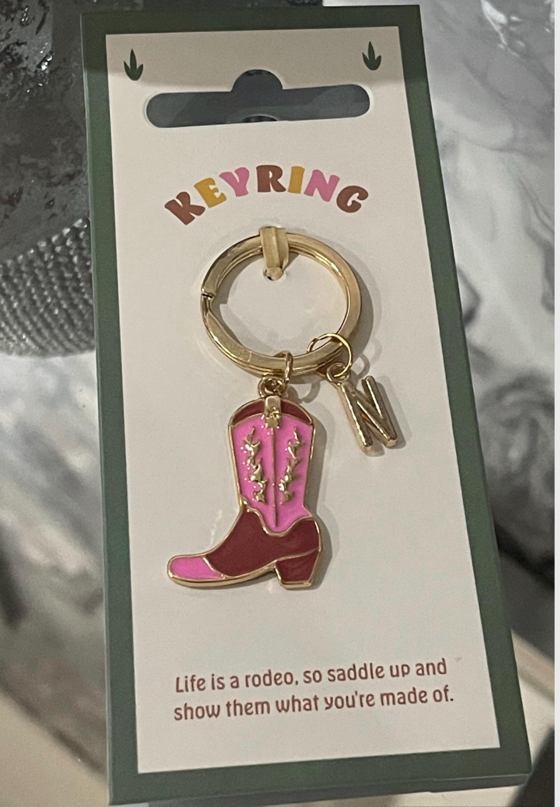 Cowboy / Cowgirl Boot Retro Rodeo Personalised Keyring Handbag Charm, Gifts for friends