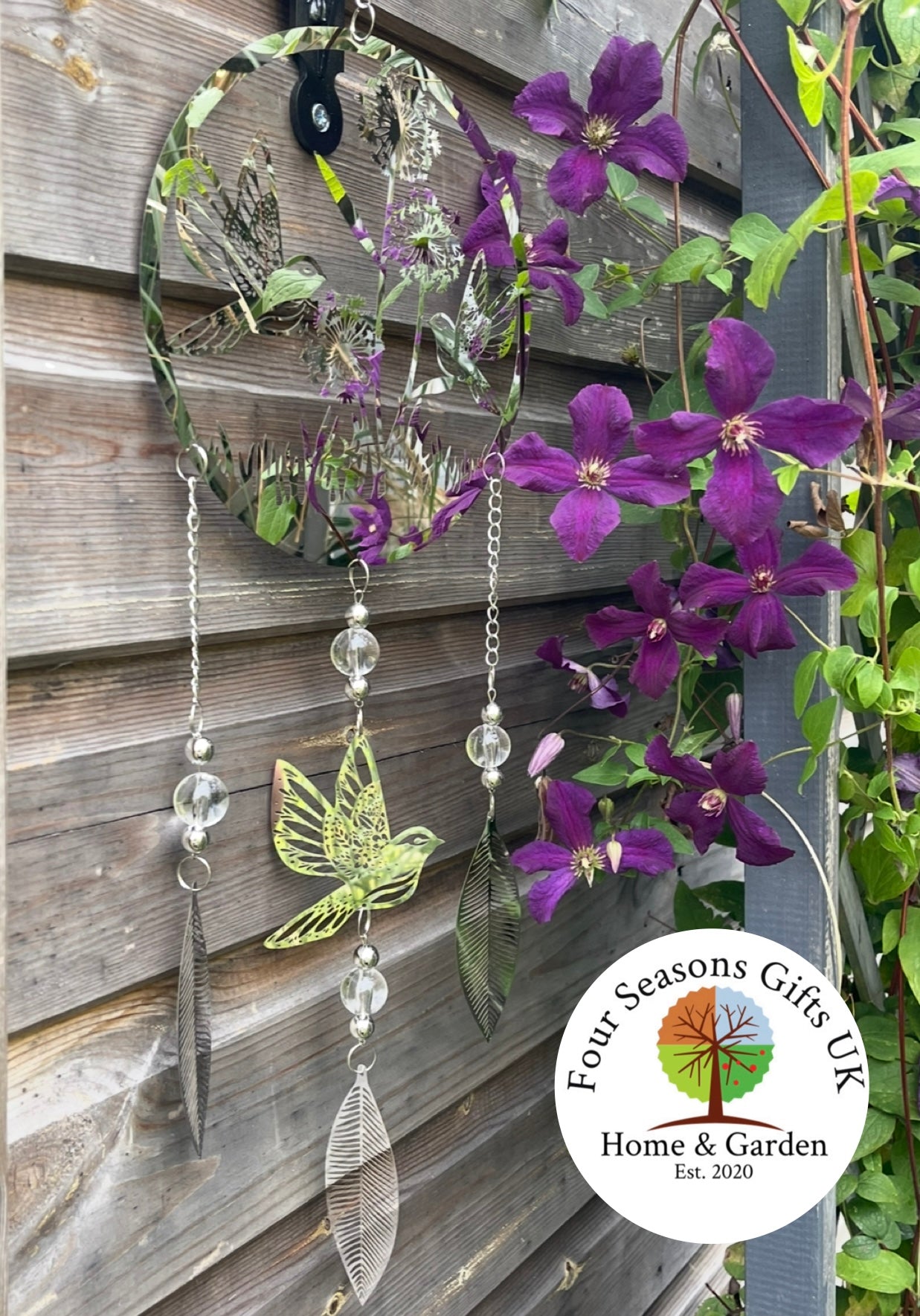 Beautiful Birds Stainless Steel Mirrored Dreamcatcher Wind Spinner Sun-catcher Hanging Garden Decorative Ornament