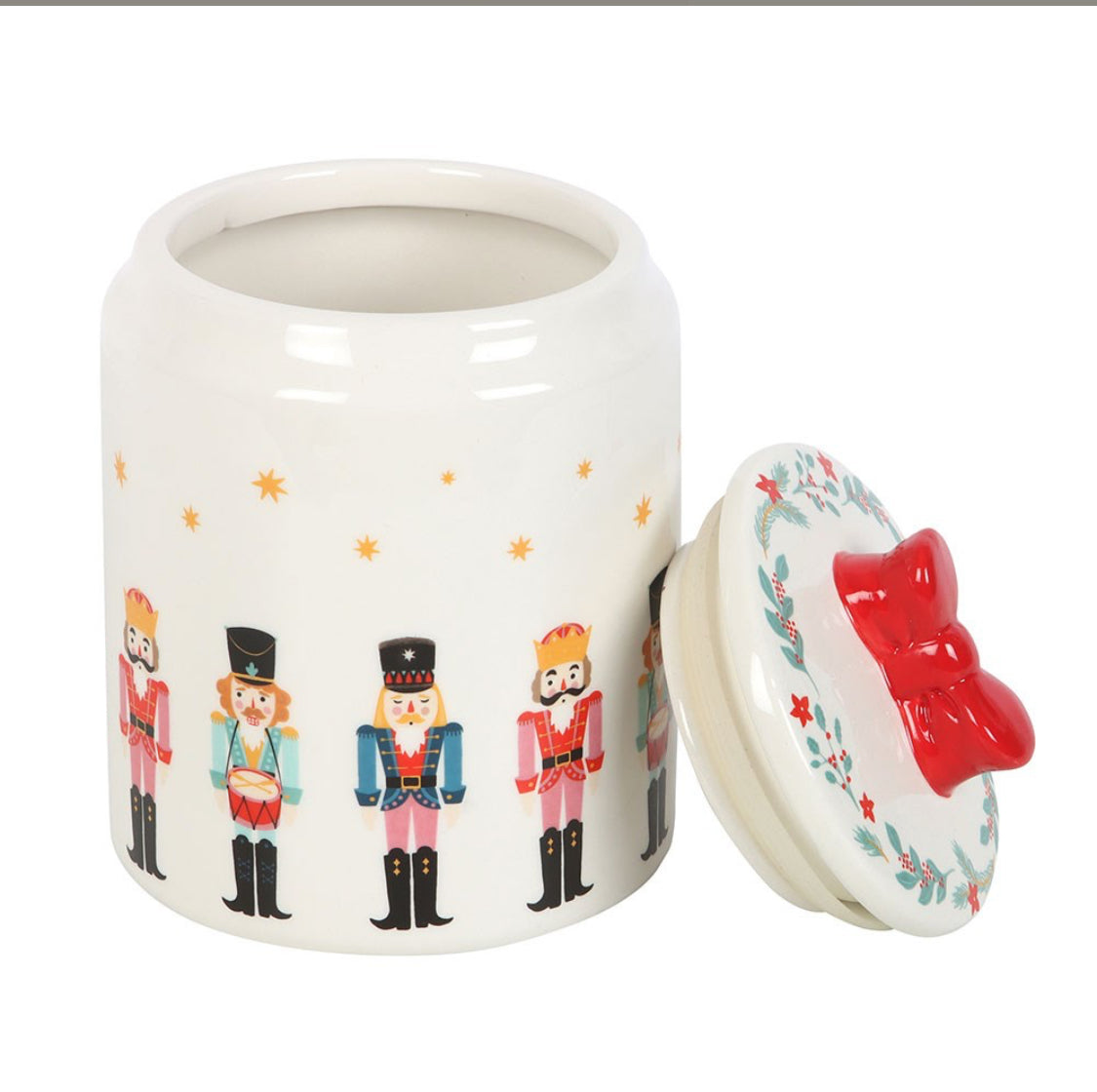 Christmas Nutcracker Soldier Print Ceramic Storage BiscuitTreat Jar Festive Kitchen Decor Gifts