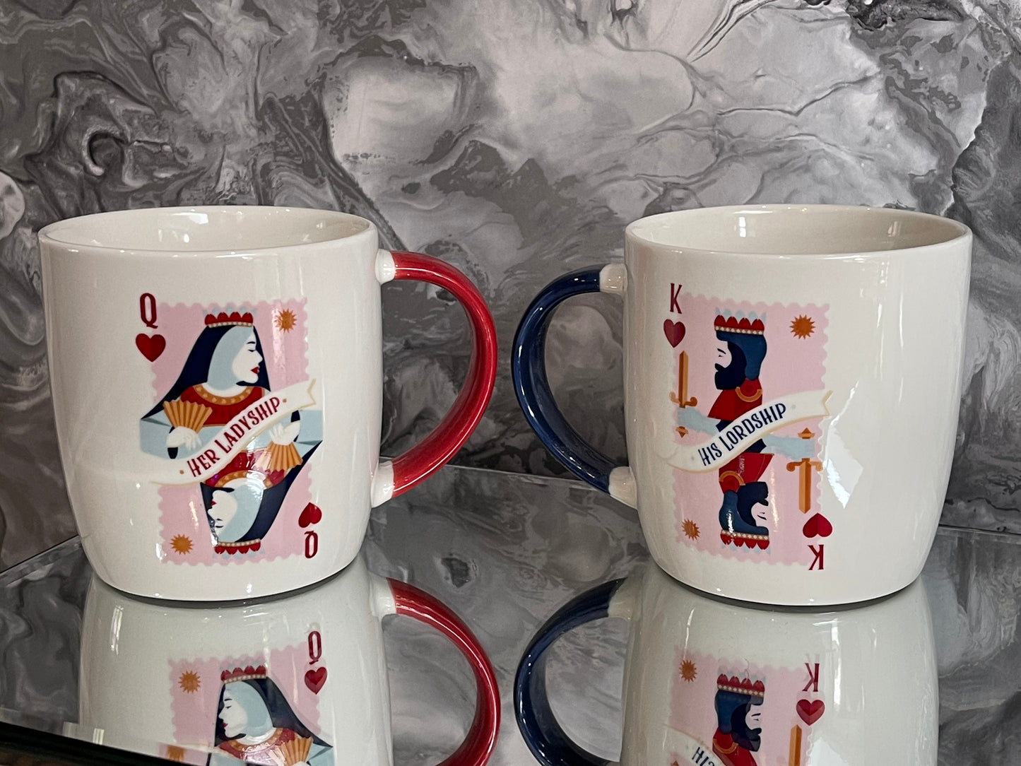 Ladyship & Lordship Couples Ceramic Mug Set Wedding Pottery 9th Anniversary Gift