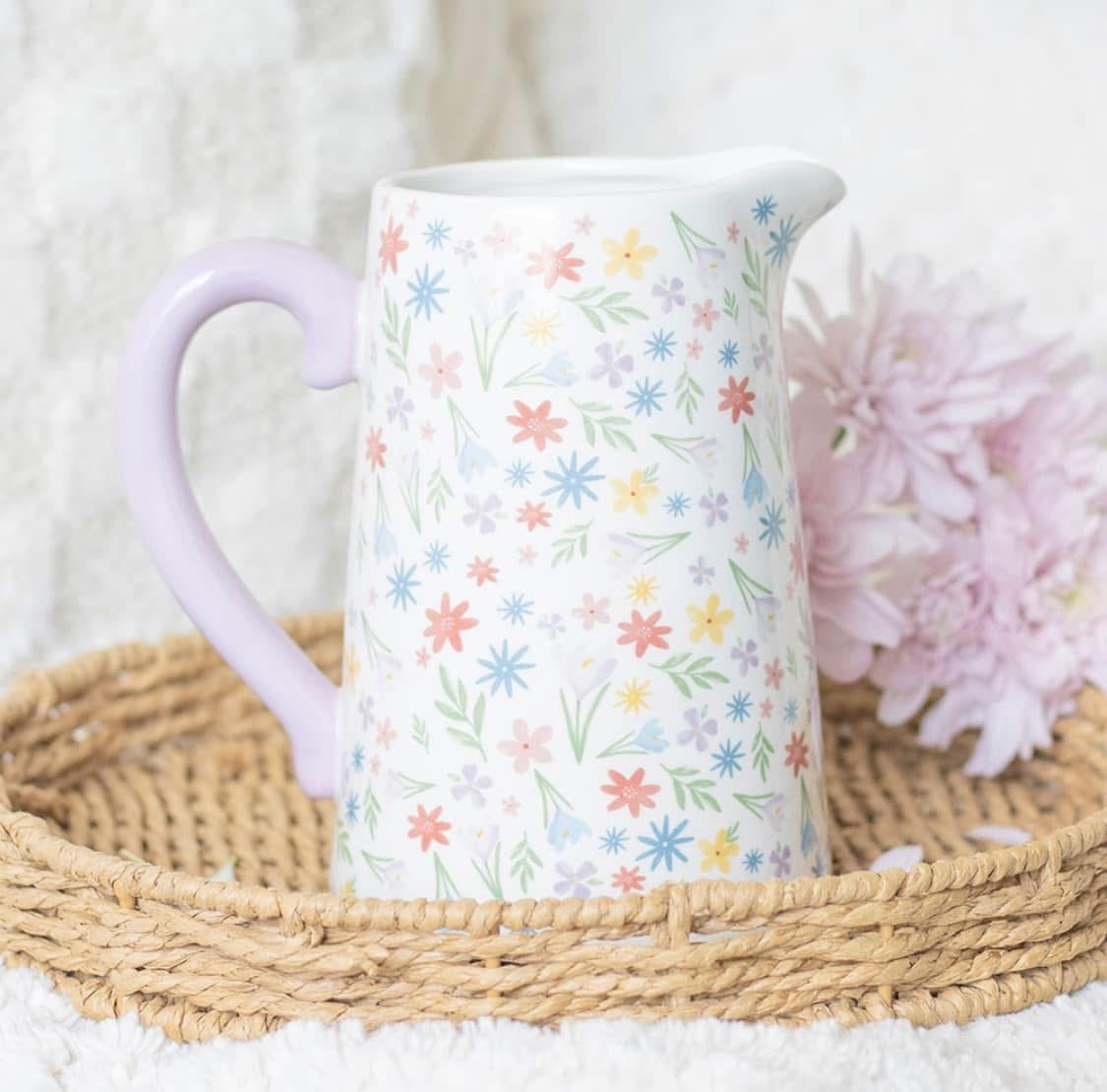 Spring Floral Ceramic Flower Jug Mothers Day Kitchen Decor Floral Gifts