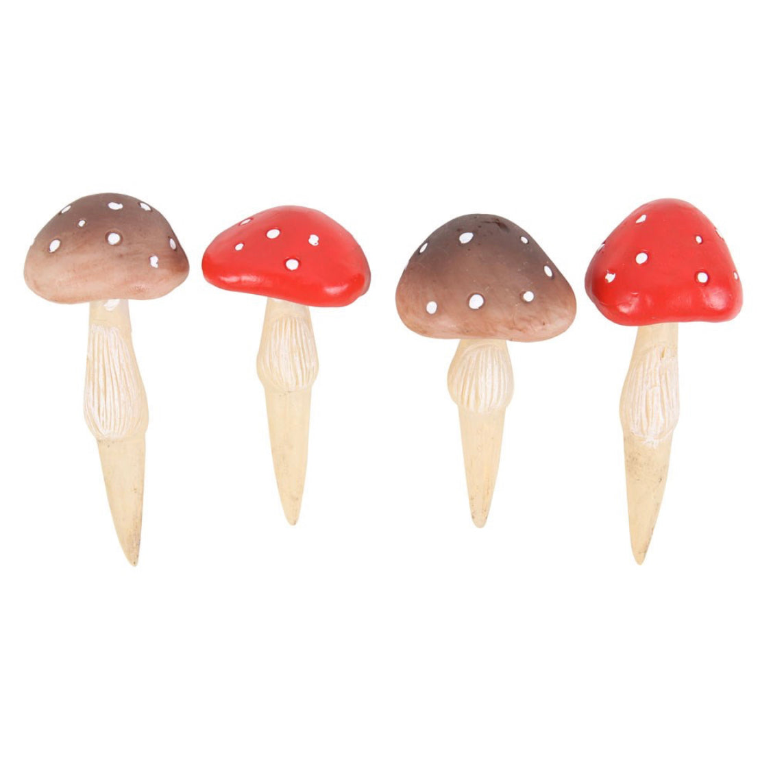 Set Of 4 Mini Toadstools Mushrooms Plant Pot Pals Decorations